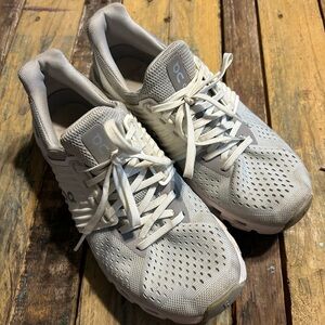 On Cloud On Running Light Gray Mesh Sneakers